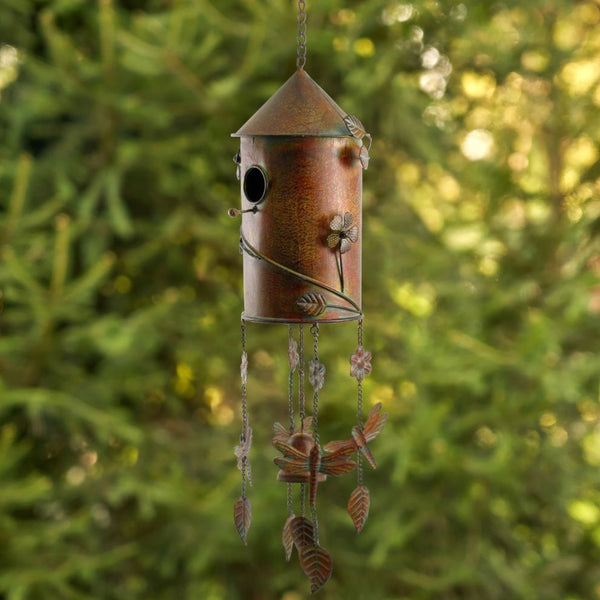 Set of 6 Assorted Style Hanging Birdhouse Wind Chimes