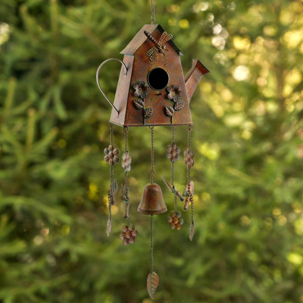 Set of 6 Assorted Style Hanging Birdhouse Wind Chimes