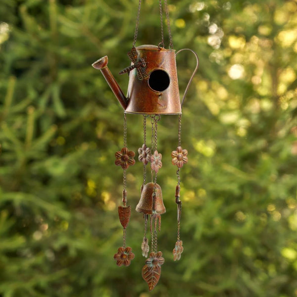 Set of 6 Assorted Style Hanging Birdhouse Wind Chimes
