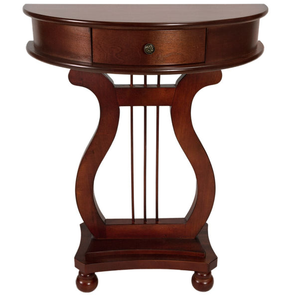 Harp Table Half Moon Accent Stand with Small Drawer