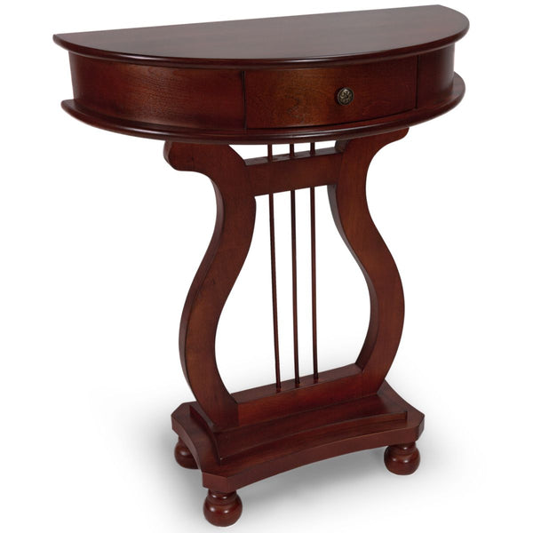 Harp Table Half Moon Accent Stand with Small Drawer
