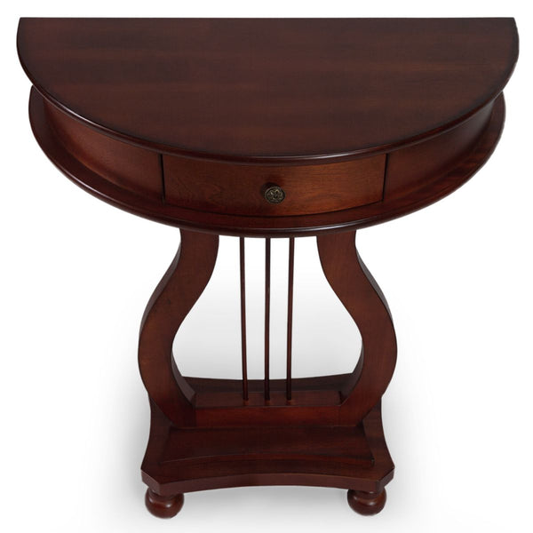 Harp Table Half Moon Accent Stand with Small Drawer