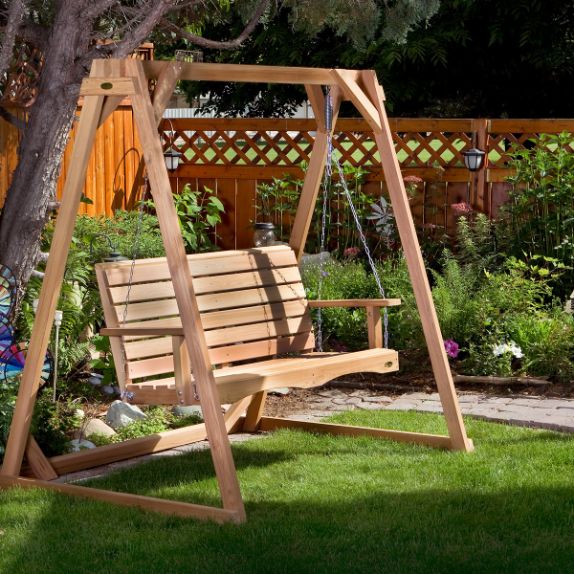 Porch Swing, 4ft Wide Rot Resistant Cedar Wood