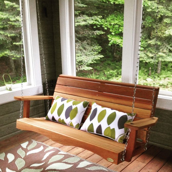 Porch Swing, 4ft Wide Rot Resistant Cedar Wood
