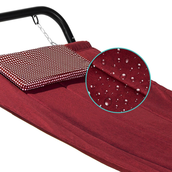 Waterproof Patio Hammock w/ Stand Pillow Storage Pockets Red
