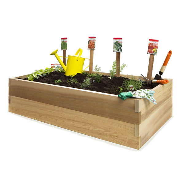 2-Tier Stacked Raised Garden Rectangular Planting Box, 4-ft