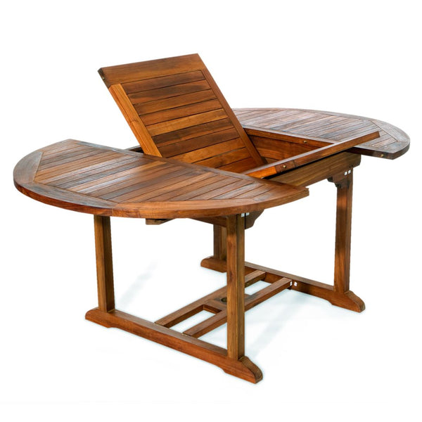 Oval Extension Teak Table w/ Umbrella Slot
