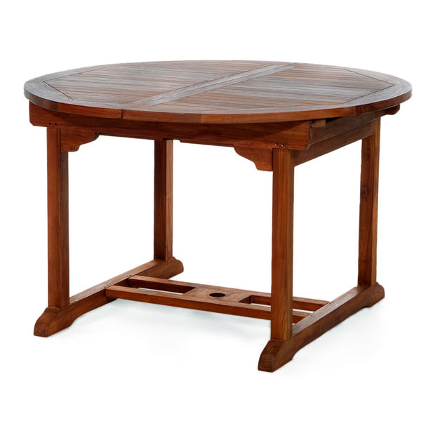 Oval Extension Teak Table w/ Umbrella Slot