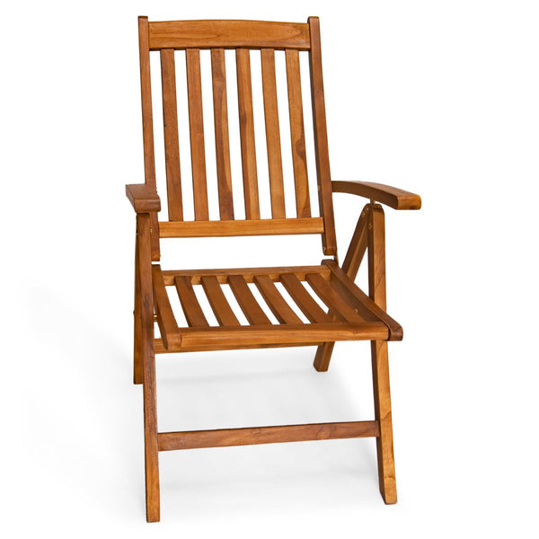 5 Position Folding Arm Chair in Teak Wood
