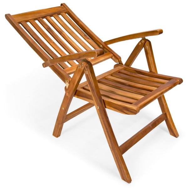 5 Position Folding Arm Chair in Teak Wood