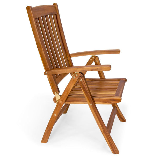5 Position Folding Arm Chair in Teak Wood