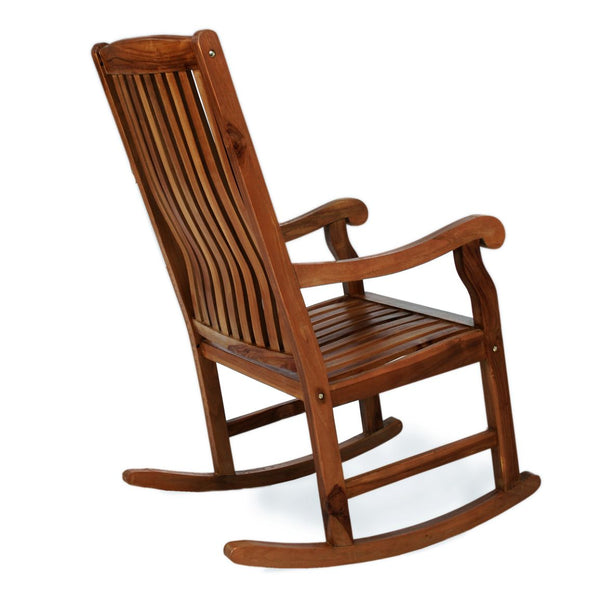 Teak Rocking Chair Vertical Slat Backed