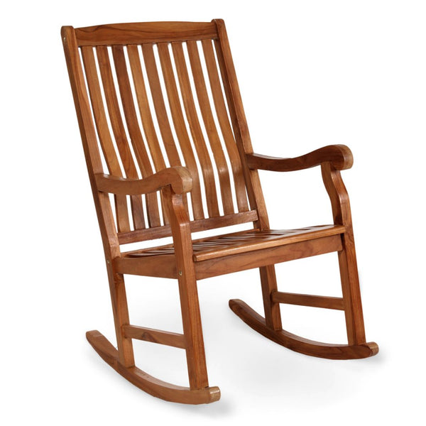 Teak Rocking Chair Vertical Slat Backed