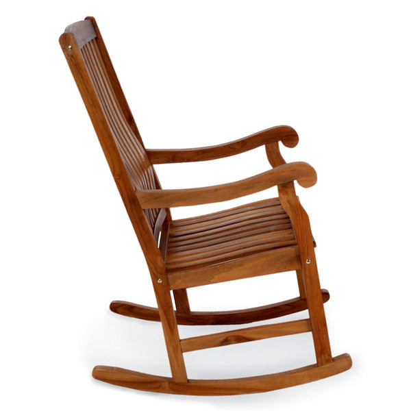 Teak Rocking Chair Vertical Slat Backed