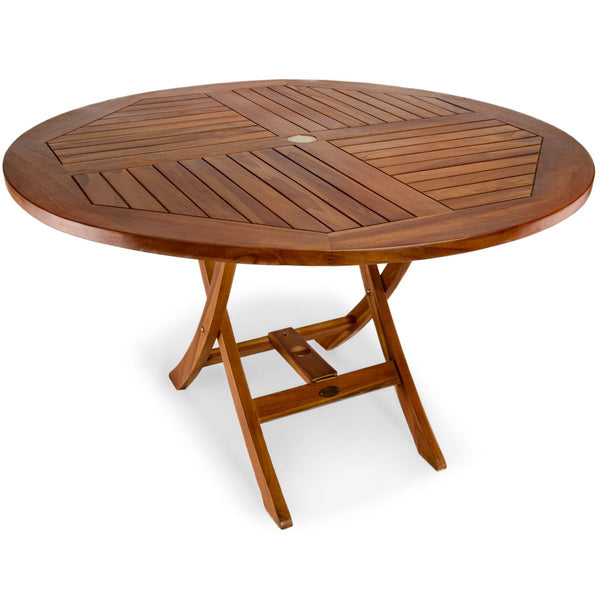 4 Ft Round Folding Foldable Teak Table