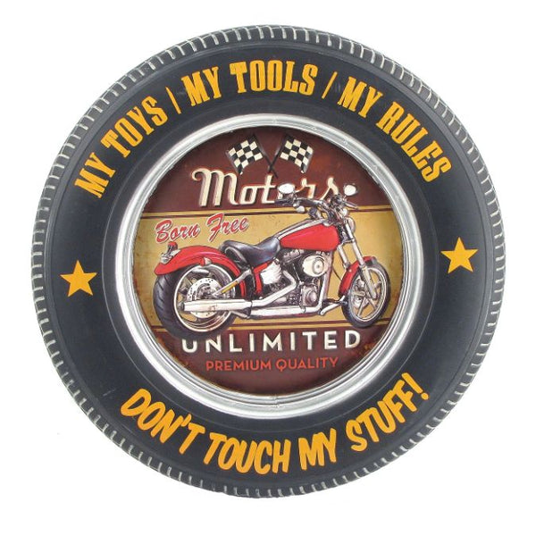 Set of 6 Tire Shaped Vintage Vehicle Wall Decor with LED Lights
