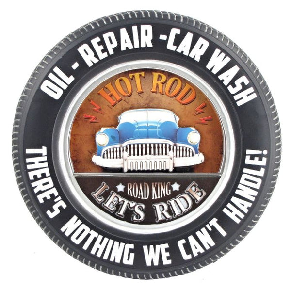 Set of 6 Tire Shaped Vintage Vehicle Wall Decor with LED Lights