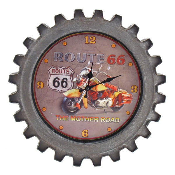 Set of 6 Vintage Style Motorcycle Gear-Shaped Iron Wall Clocks