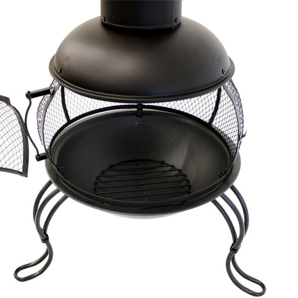 Black Steel Chimenea Wood Burning Fire Pit Chimney Stack