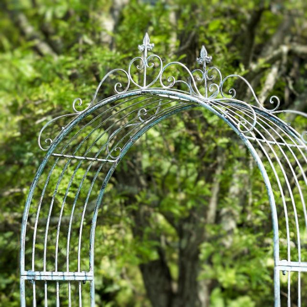 Garden Gate Arch with Side Plant Stands Iron Metal | Vineyard Yard Entrance