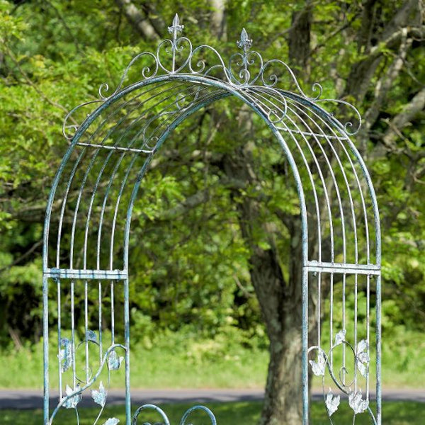 Garden Gate Arch with Side Plant Stands Iron Metal | Vineyard Yard Entrance