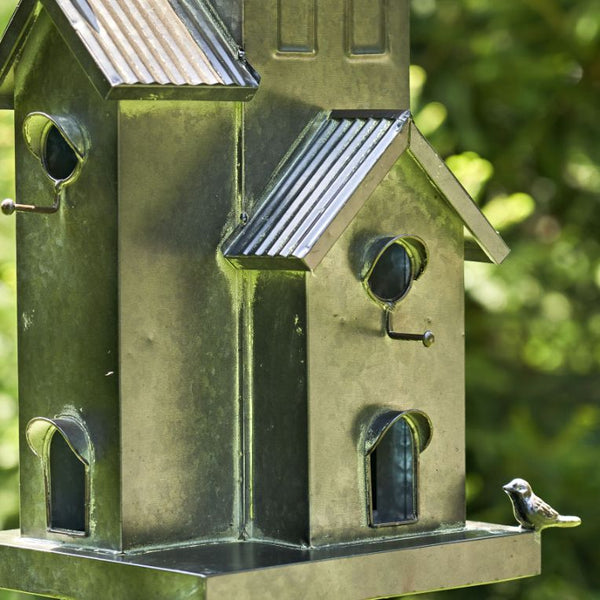 Tall Birdhouse Stakes Chapel Condo | Copper Galvanized