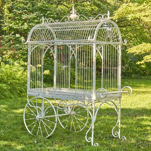 Large Flower Cart Planter with Curved Roof Cage "Paris 1968"