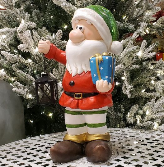 Christmas Gnomes Holding Iron Lanterns Figurines | Set of 2