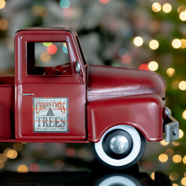 Retro Iron Christmas Old Style Truck with Tree | 6 Color Choices