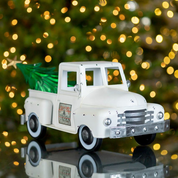 Retro Iron Christmas Old Style Truck with Tree | 6 Color Choices