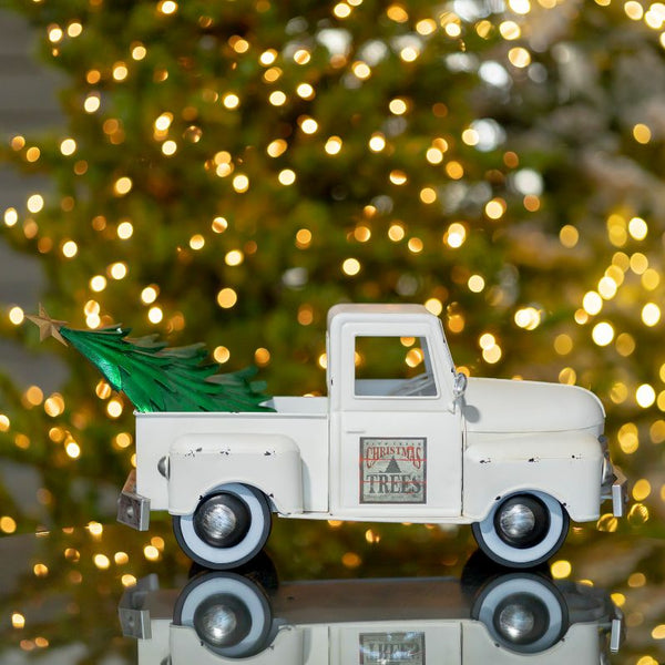 Retro Iron Christmas Old Style Truck with Tree | 6 Color Choices