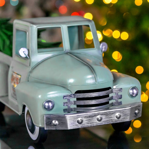 Retro Iron Christmas Old Style Truck with Tree | 6 Color Choices