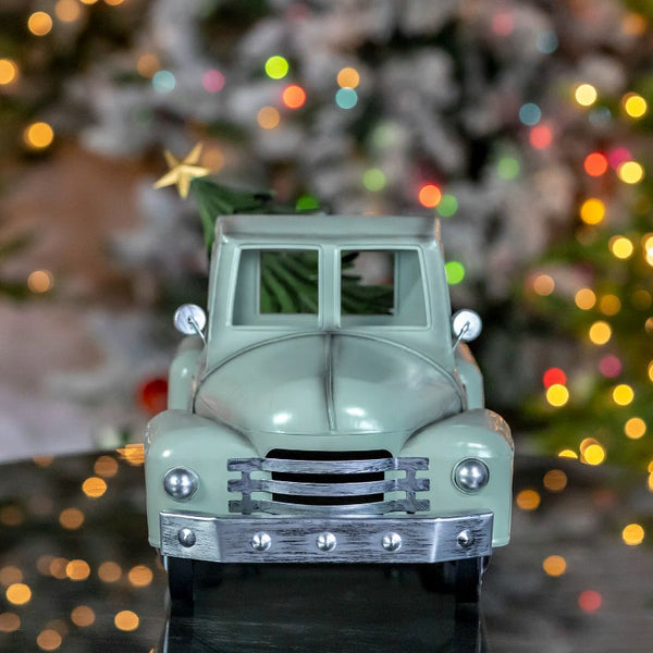 Retro Iron Christmas Old Style Truck with Tree | 6 Color Choices