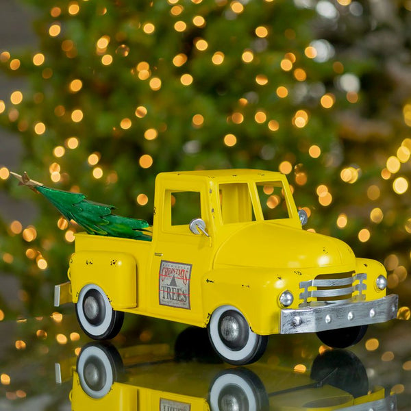 Retro Iron Christmas Old Style Truck with Tree | 6 Color Choices