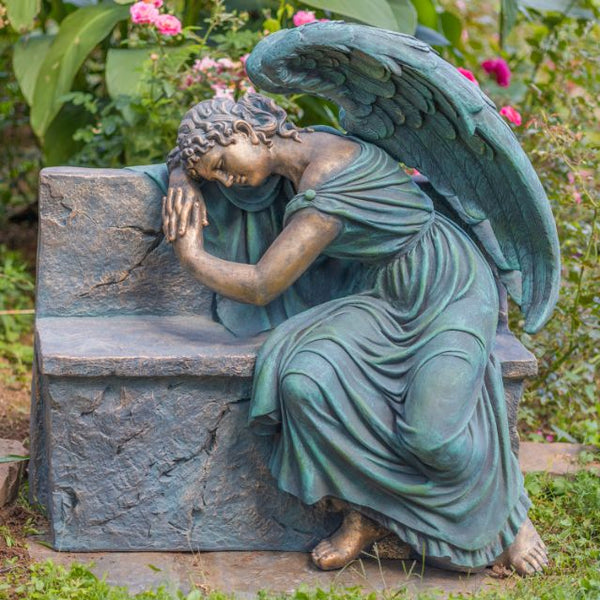 Tall Magnesium Angel Statues in Antique Bronze and Grey | 8 Designs!