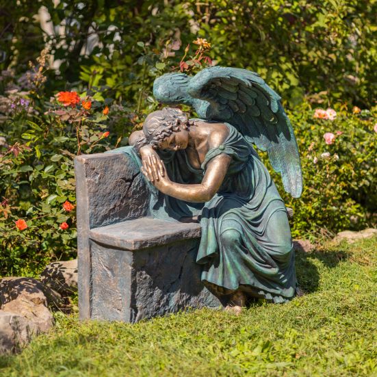Tall Magnesium Angel Statues in Antique Bronze and Grey | 8 Designs!