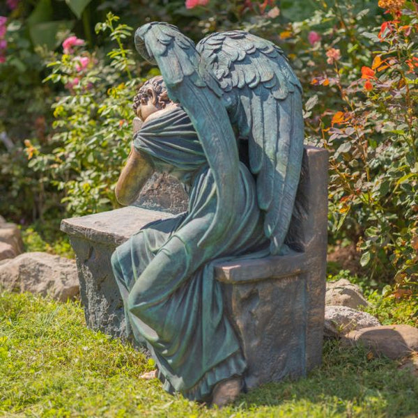 Tall Magnesium Angel Statues in Antique Bronze and Grey | 8 Designs!