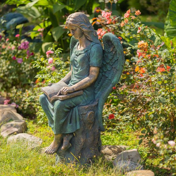 Tall Magnesium Angel Statues in Antique Bronze and Grey | 8 Designs!