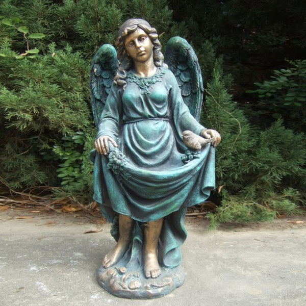 Tall Magnesium Angel Statues in Antique Bronze and Grey | 8 Designs!