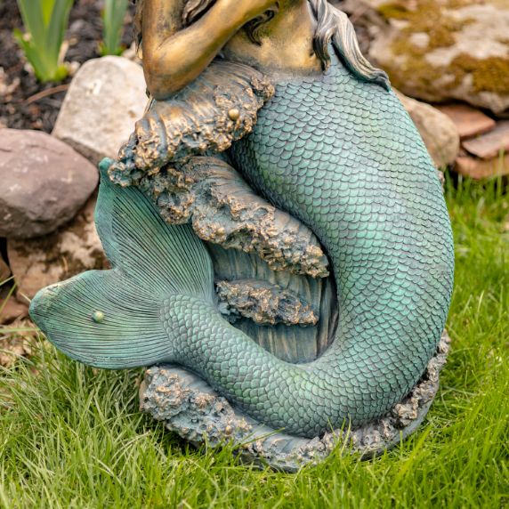Metal Mermaid Garden Statue Figurines | Ocean Beach Theme Decor