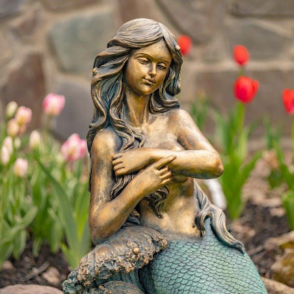 Metal Mermaid Garden Statue Figurines | Ocean Beach Theme Decor