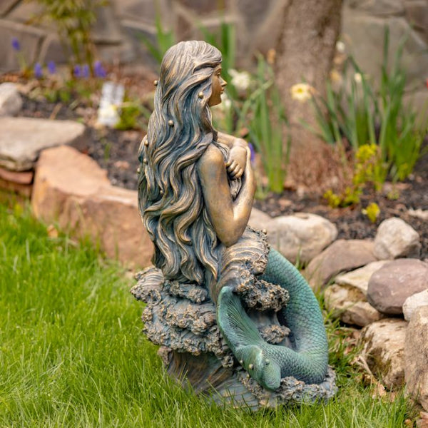 Metal Mermaid Garden Statue Figurines | Ocean Beach Theme Decor