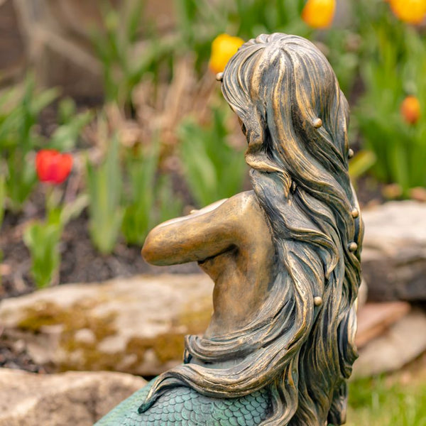 Metal Mermaid Garden Statue Figurines | Ocean Beach Theme Decor