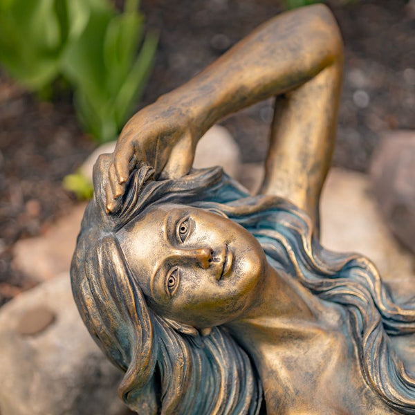 Metal Mermaid Garden Statue Figurines | Ocean Beach Theme Decor