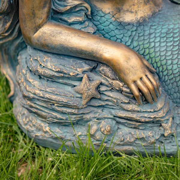 Metal Mermaid Garden Statue Figurines | Ocean Beach Theme Decor