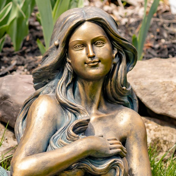 Metal Mermaid Garden Statue Figurines | Ocean Beach Theme Decor