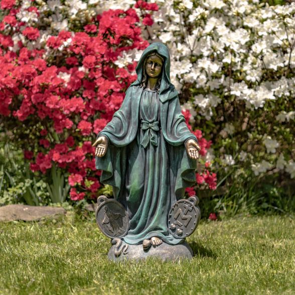 Virgin Mary Christian Catholic Garden Statue Figurine Open Arms | 3 Ft Tall Metal