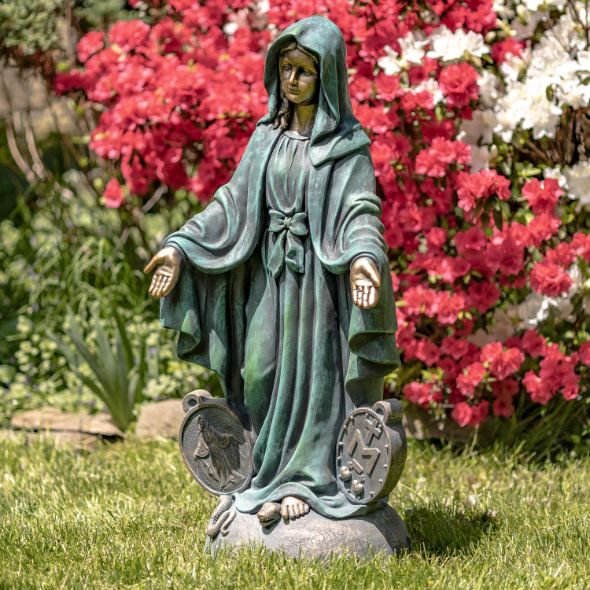 Virgin Mary Christian Catholic Garden Statue Figurine Open Arms | 3 Ft Tall Metal