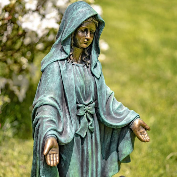 Virgin Mary Christian Catholic Garden Statue Figurine Open Arms | 3 Ft Tall Metal