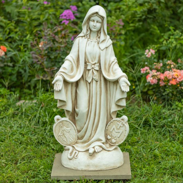 Virgin Mary Christian Catholic Garden Statue Figurine Open Arms | 3 Ft Tall Metal